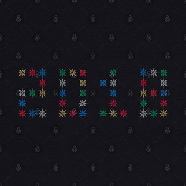 Pixel 2018 in Colorful Snowflakes Gold Blue Red Silver Green by gkillerb